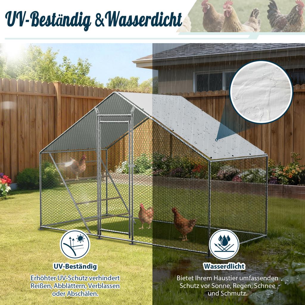 Robust Chicken Coop with Run & Ladder - Secure, Weatherproof & Easy-Clean Habitat for Poultry, Birds & Small Animals
