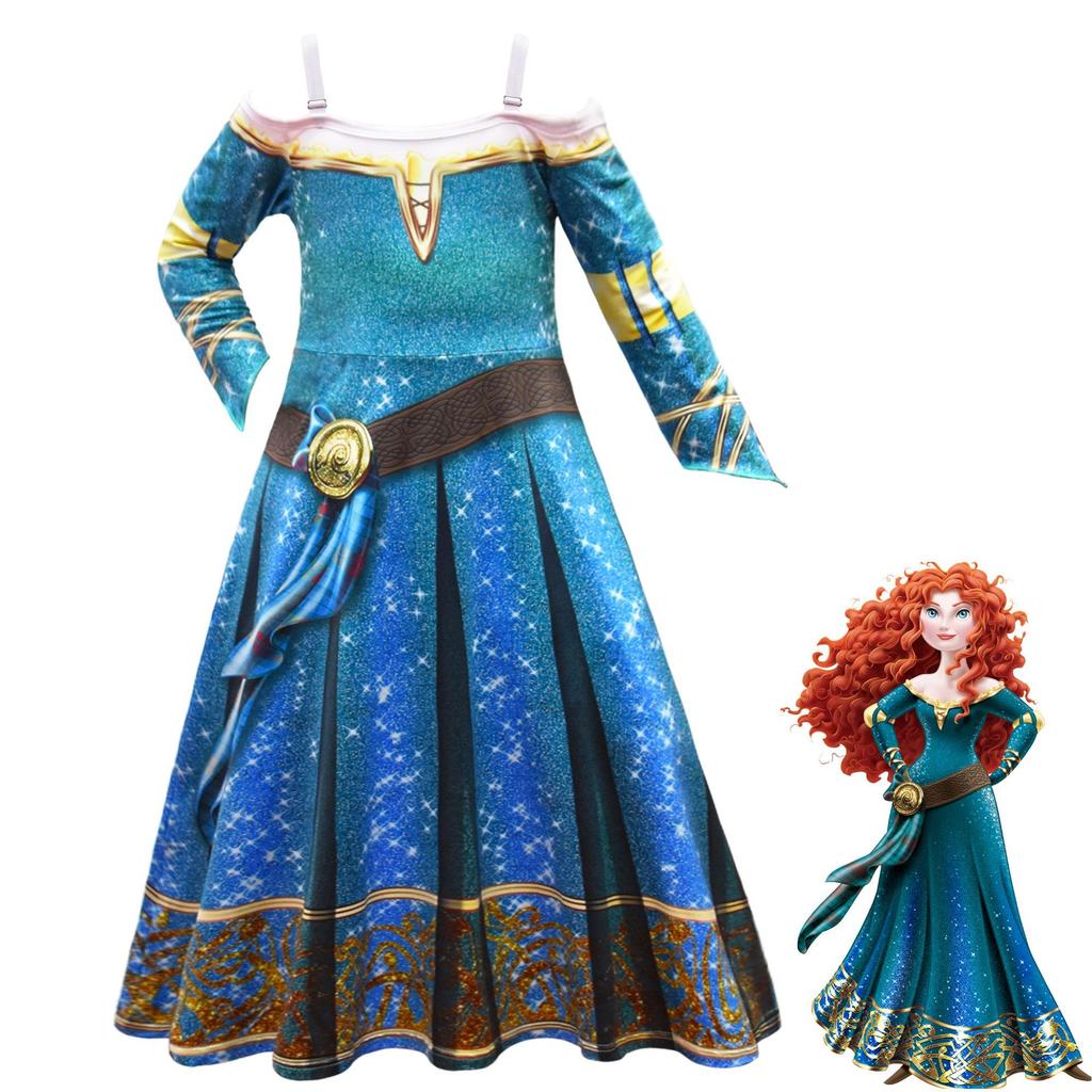 Girls Halloween Costume Dress Cartoon Print Cosplay Party Fancy Outfit with Tutu Skirt