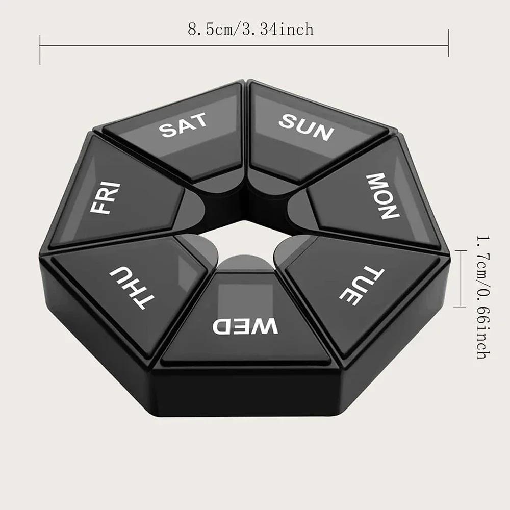 1 Stück - Mini Klein Tragbar Reise Vitamin Pillendose Pillen Etuis Behälter Organizer Aufbewahrung Tabletten 7 Tage Fächer Medizin Fischöle