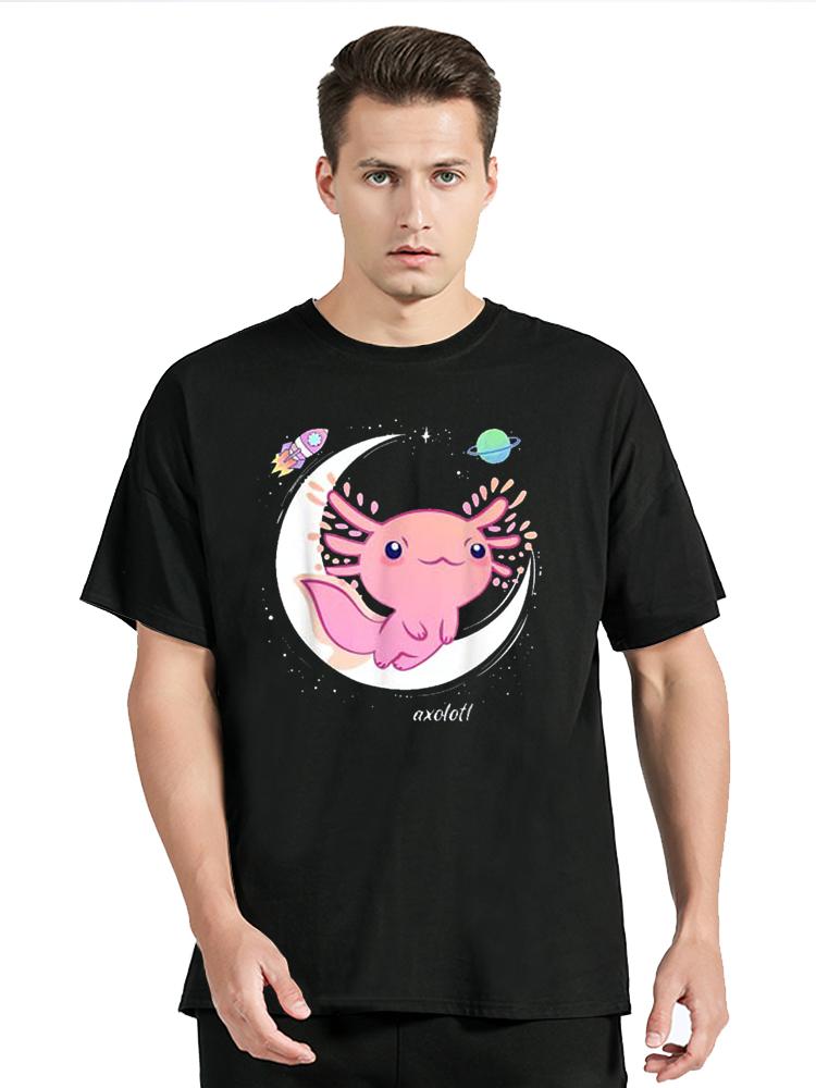 Space Axolotl Kawaii T-Shirt Pastel Goth Japan Anime Comic T-Shirt Harajuku Shirts For Men Grap