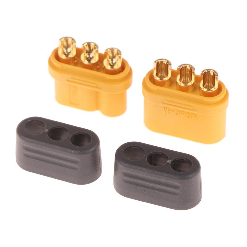 1 Pair Amass Mr60 Plug 3.5Mm 3 Core Connector T Plug Interface Connector Sheathed With Protector Cover For Rc Model