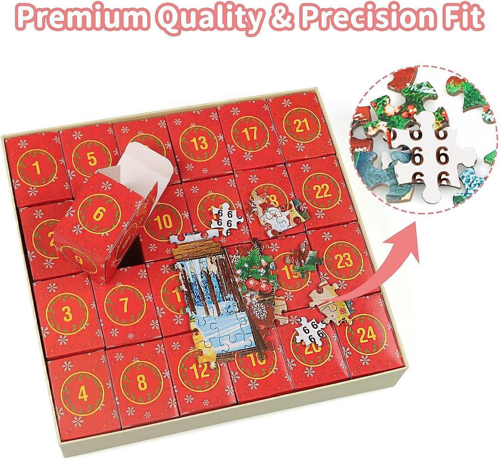 Christmas Advent Calendar Puzzle 1008 Pieces, Christmas Countdown Puzzle Toy, Kids Christmas Gift Birthday Gift