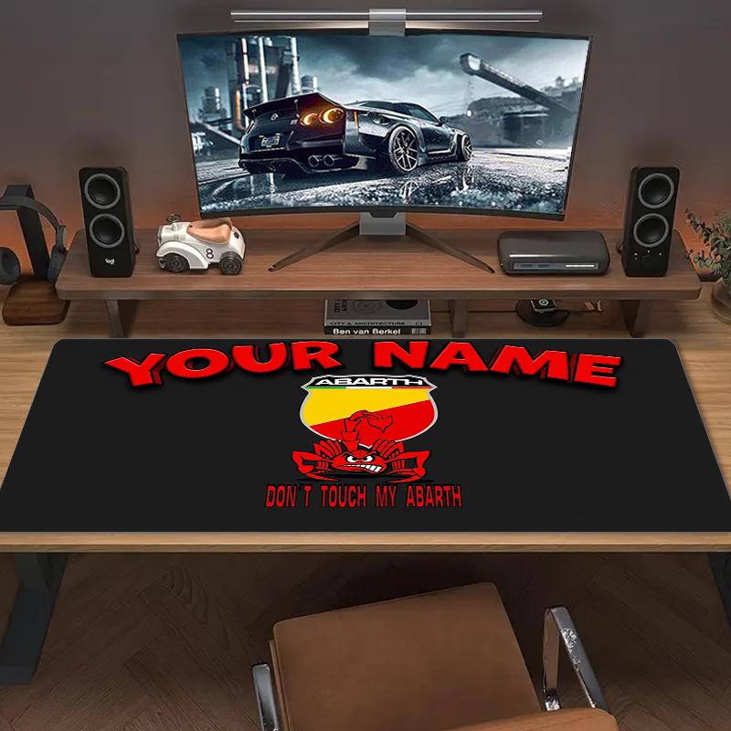 Custom Name Abarth Mouse Pad Large Gaming Table Cushion Non-slip Laptop Tablet Big Mousepad XXL Mat Mini PC Playmat With Lock edge