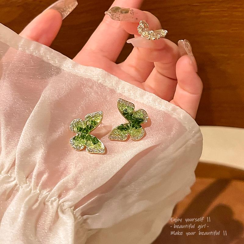 High-End S925 Silver Butterfly Earrings with Diamonds for Women