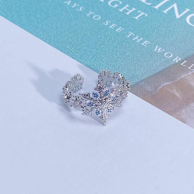 Light Luxury Full Diamond Inlaid Zircon Super Flash High-End Open Ring Niche Exquisite Elegant Personalized Ring