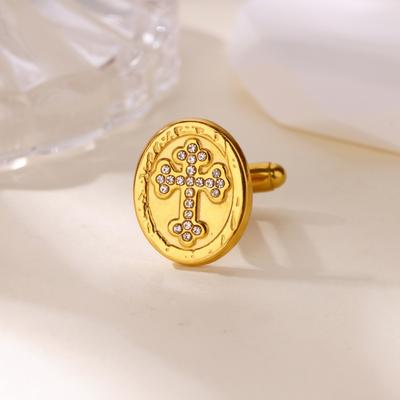 Zircon Cross Brooch Stainless Steel Cross Brooch Nameplate Brooch Pins For Women Men'S Suit Jewelry Lovers Gifts