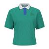 MARTINE GOLF Collar Color Matching Crop Shirts_Green