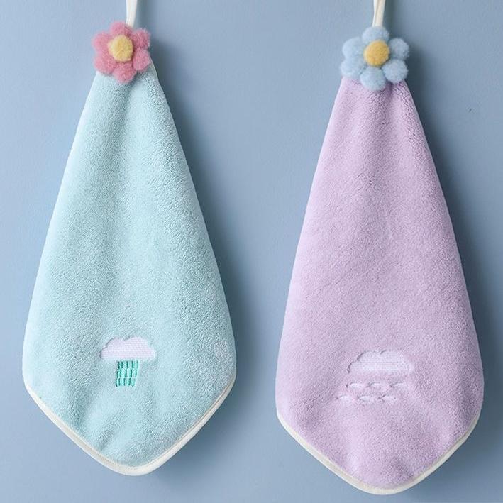 

Подвесное утепленное полотенце из кораллового флиса, милые впитывающие полотенца для рук, кухонные салфетки из микрофибры, тряпка, носовой платок 2PCS синий/фиолетовый