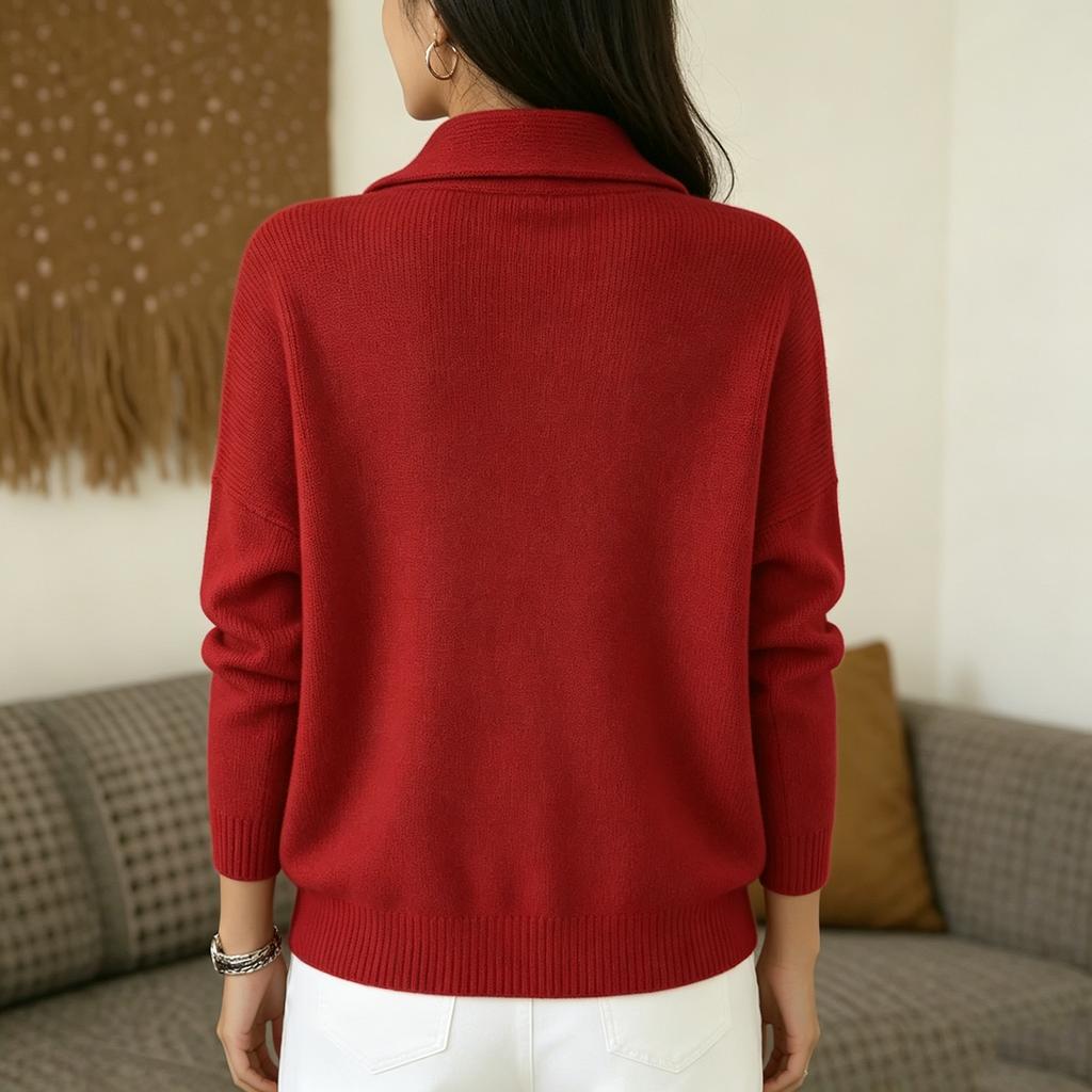 Women's Casual V Neck Button Long Sleeve Knit Pullover Sweater Soft Comfortable Lightweight Top for Everyday Wear