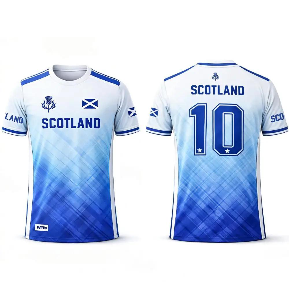 2026 Scotland Flag Printed Short Sleeve Tee Breathable Quick Dry Fabric Mens Football Training Sportswear Casual Daily Outfit