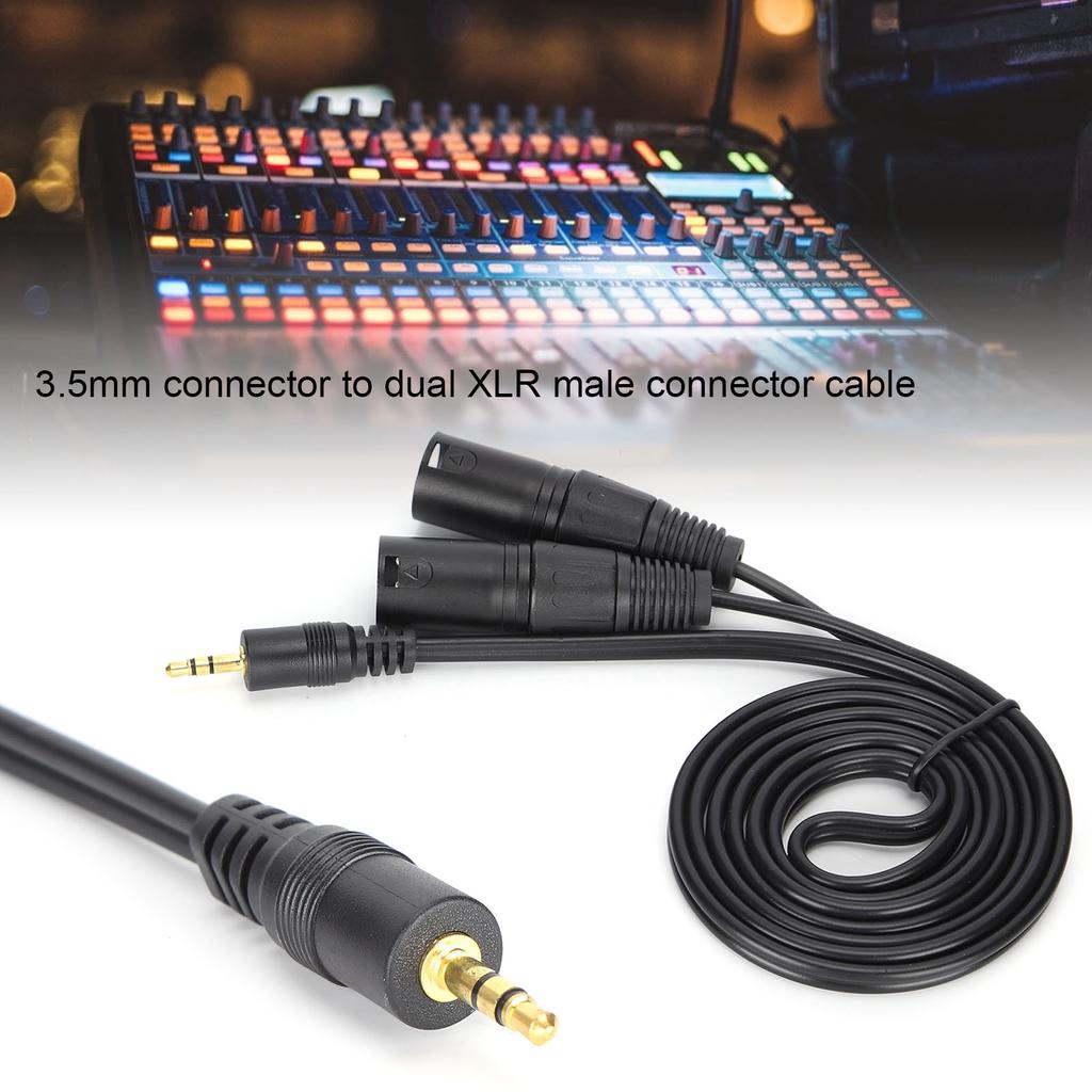 Microphone Cable 3.5mm Connector To Dual XLR Male Adapter Interconnect Patch Cord