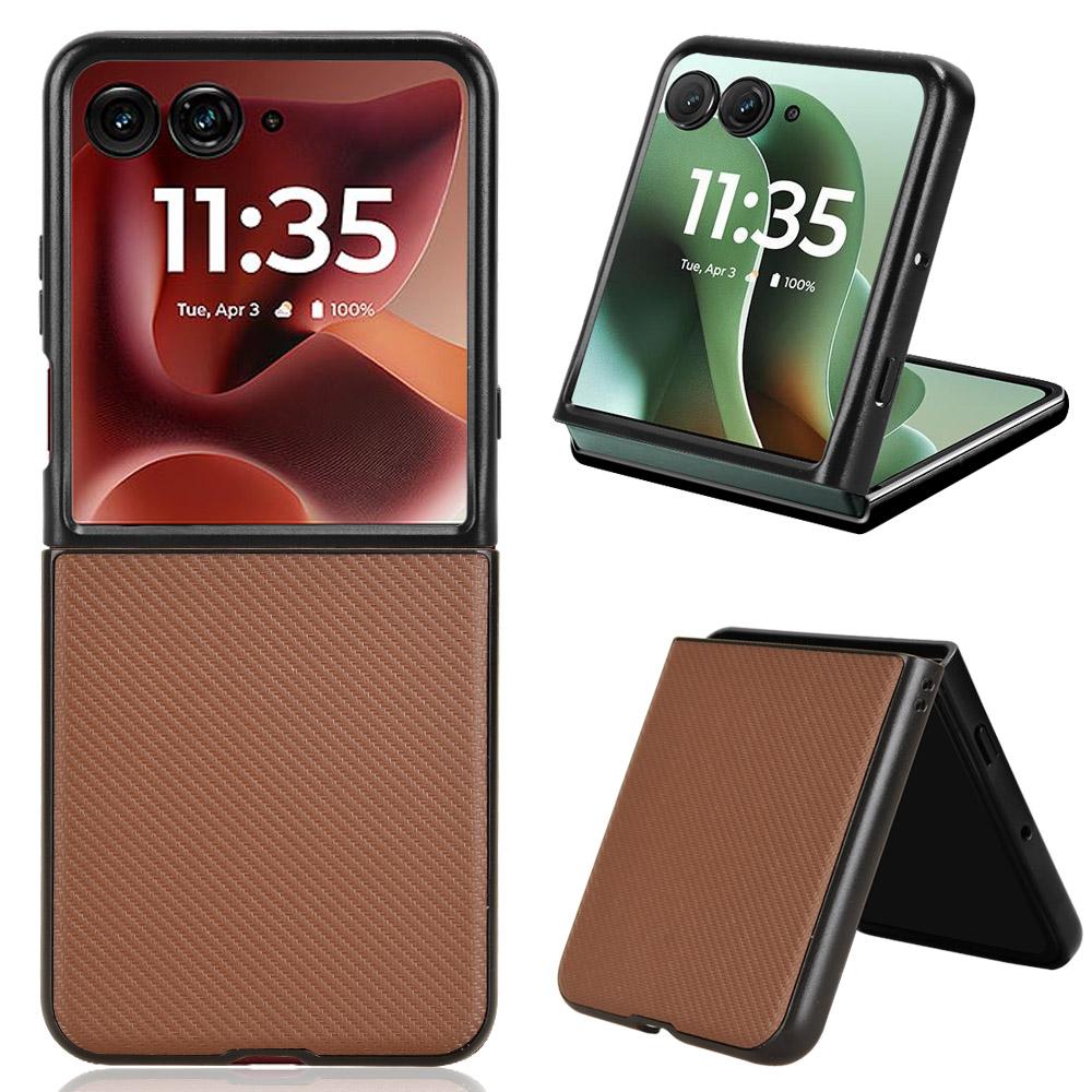 Für Motorola Razr 60 Ultra 5G Hülle Kohlefaser-Textur Stoßfest PU+PC Handyhülle