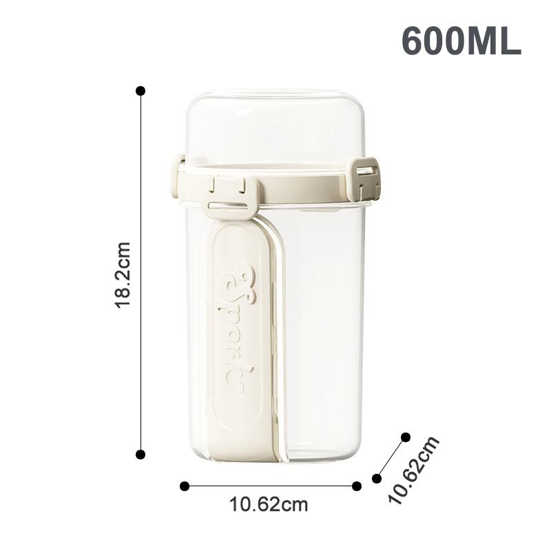600Ml Salad Oatmeal Cup Breakfast Double Cup Cereal Nut Yogurt Container Set With Dressing Holder Fork Meal Preparation