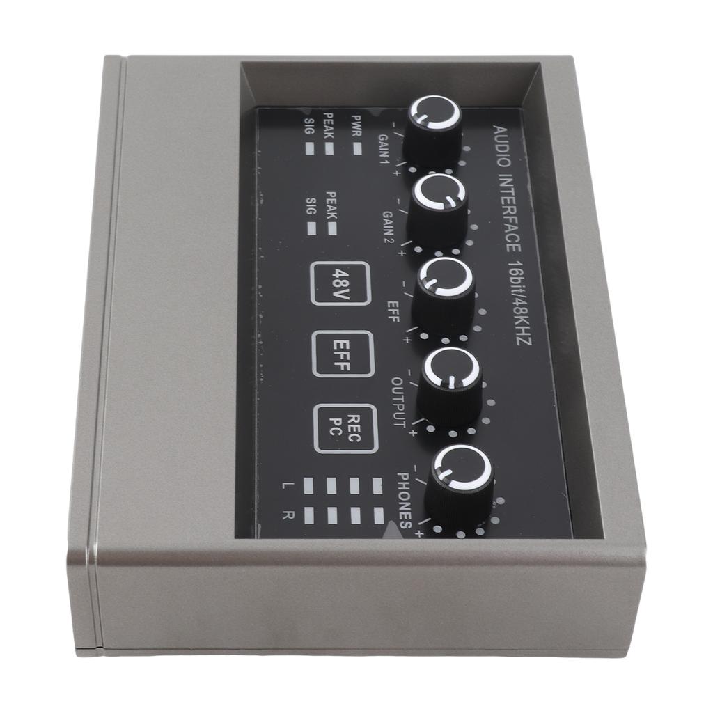 48V Live Sound Card with DSP Reverb Sound Card Mixer for Computer Smartphone Singing Instrument Live Broadcast