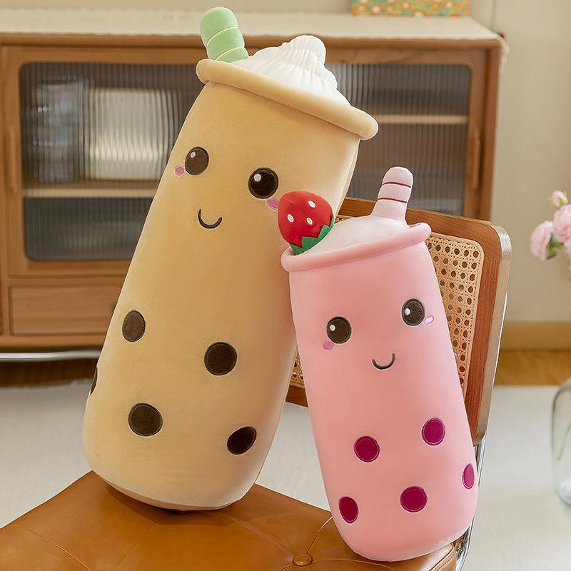Long Cute Fruit Milk Tea Cup Plush Toy Figurine Throw Pillow Doll Rag Baby Pregnancy Pillow Valentine's Day Gift For Kids Decor