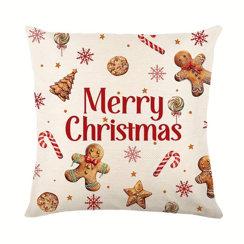 Christmas Decoration Pillowcase Gingerbread Man Candy Christmas Stick Pattern Design Sofa Cushion Suite Home Decoration