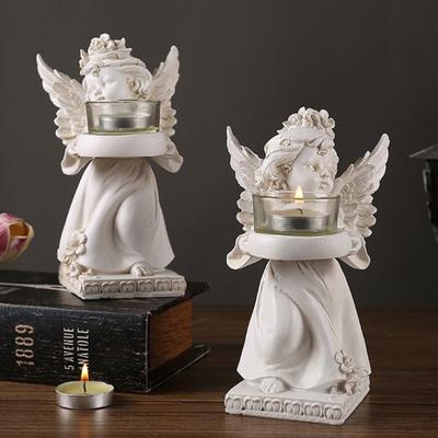 Creative Resin Angel Candle Holder Decorative Nordic Resin Angel Ornament Retro Angel Display Holder Table