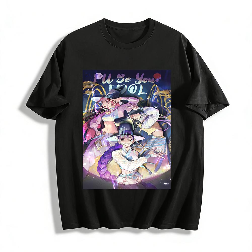 

K-pop Idol Girl Group Print Top Cool Street Style Loose Casual Crew Neck T-shirt Unisex Pure cotton T-shirt XXS