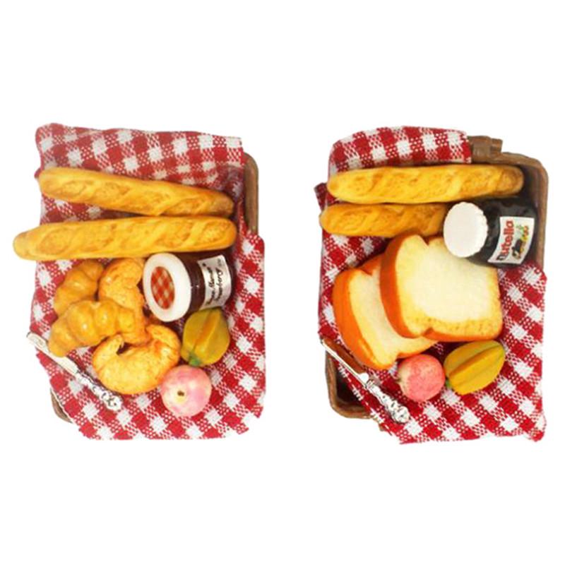 1:12 Dollhouse Miniature Breakfast Set Bread Basket Doll House Food Accessories