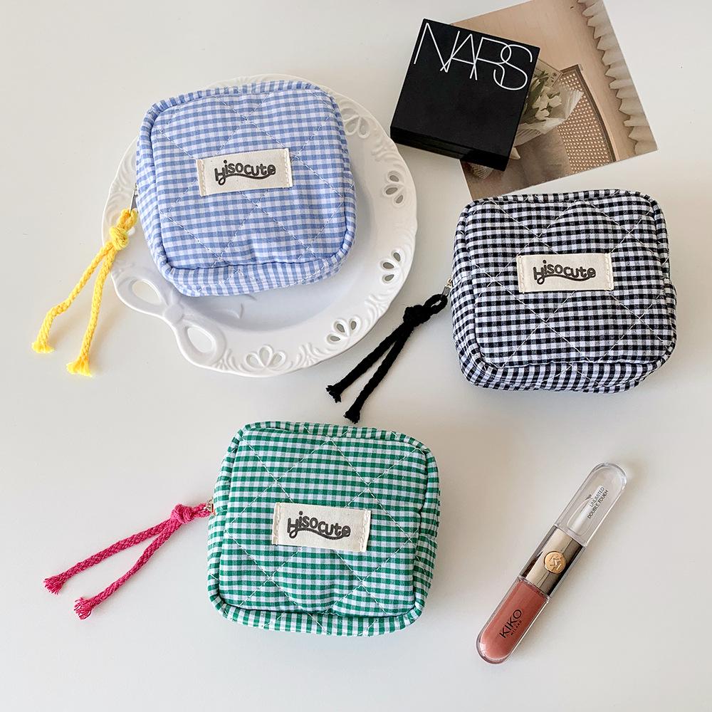 Color Block Plaid Bluetooth Earphone Bag - High Value Coin Purse & Privacy Storage for Students
