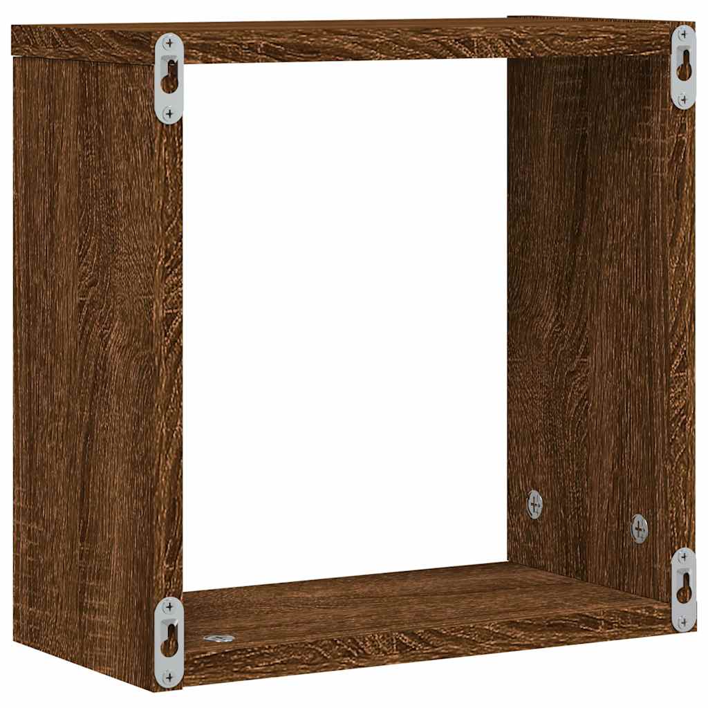 Cube Shelves 2 pcs Brown 30 x 15 x 30 cm