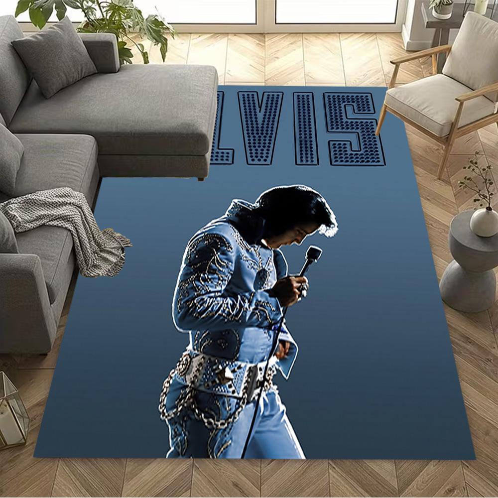 Golden Elvis Anniversary Floor Mat Design for Dining Room Study room Entryway Balcony Antislip Carpet Anime Office Decor Wedding Party Gift