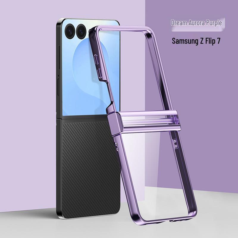 Samsung Z Flip Ultra-Thin Transparent Electroplated Drop-Proof Case Set for Models 7/6/5/4/3