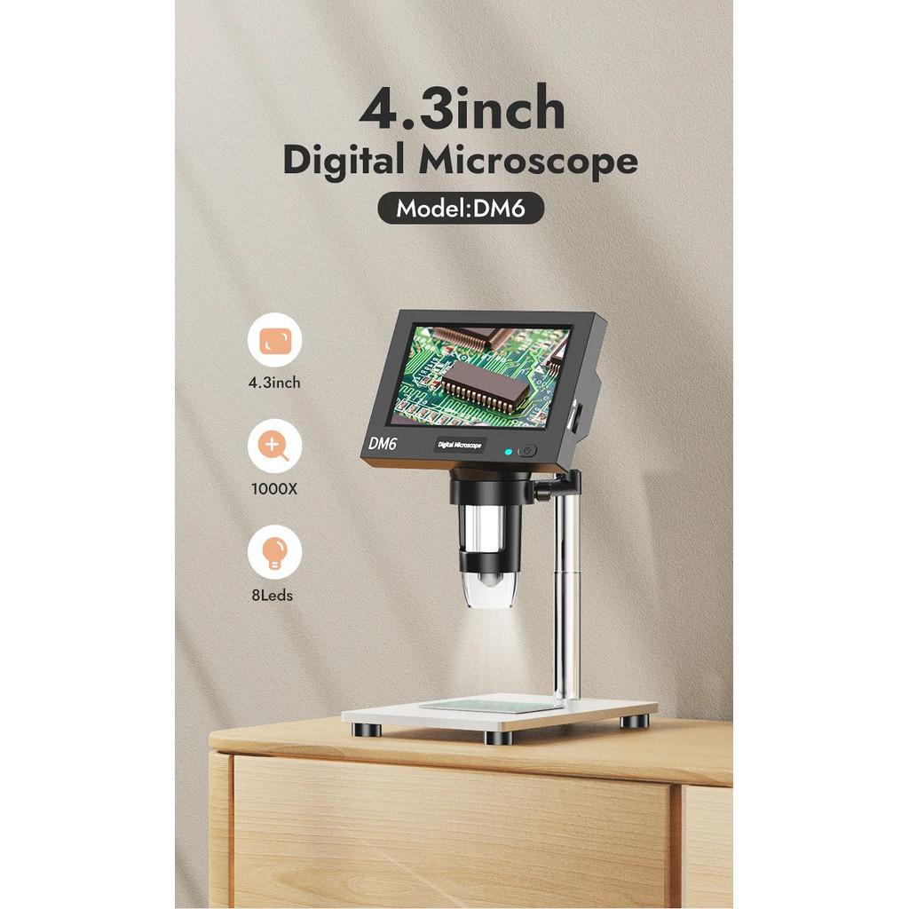 4.3 inch Digital Microscope 10X-1000X High Definition Microscope LCD Video Microscope 8 LEDs Soldering Observation Equipment