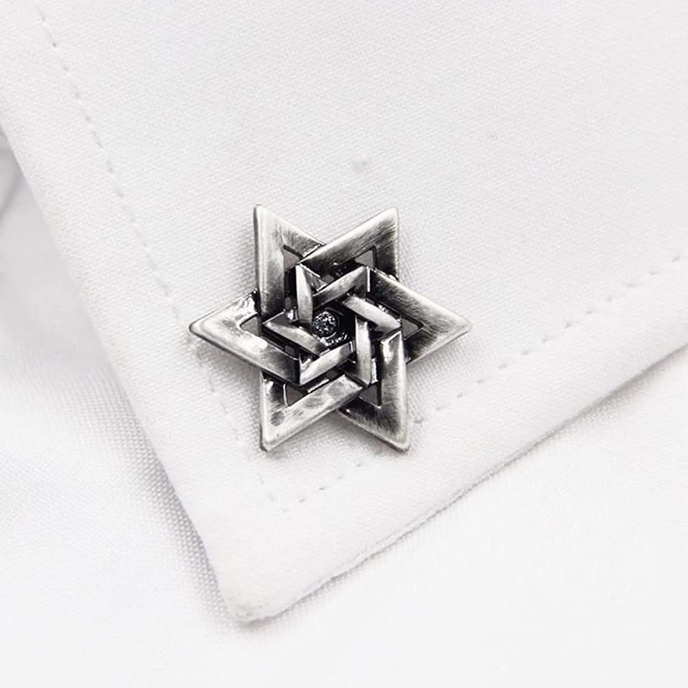 WOWTAC Two Hexagram Pin Badges for Men, Pin Badge Brooch, Simple Badge, Lapel Pin, Tuck Pin, Pin Badge, Butterfly Clutch