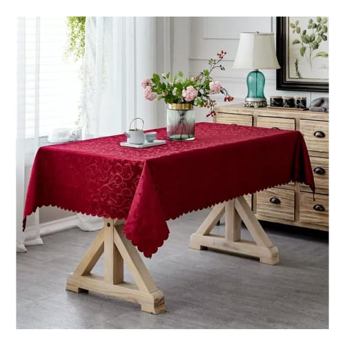 BHOMTY Polyester Tablecloth, Rectangular, Suitable for Home, Hotel, Wedding, Party, Etc., Machine Washable, Wine Red, 140*220cm