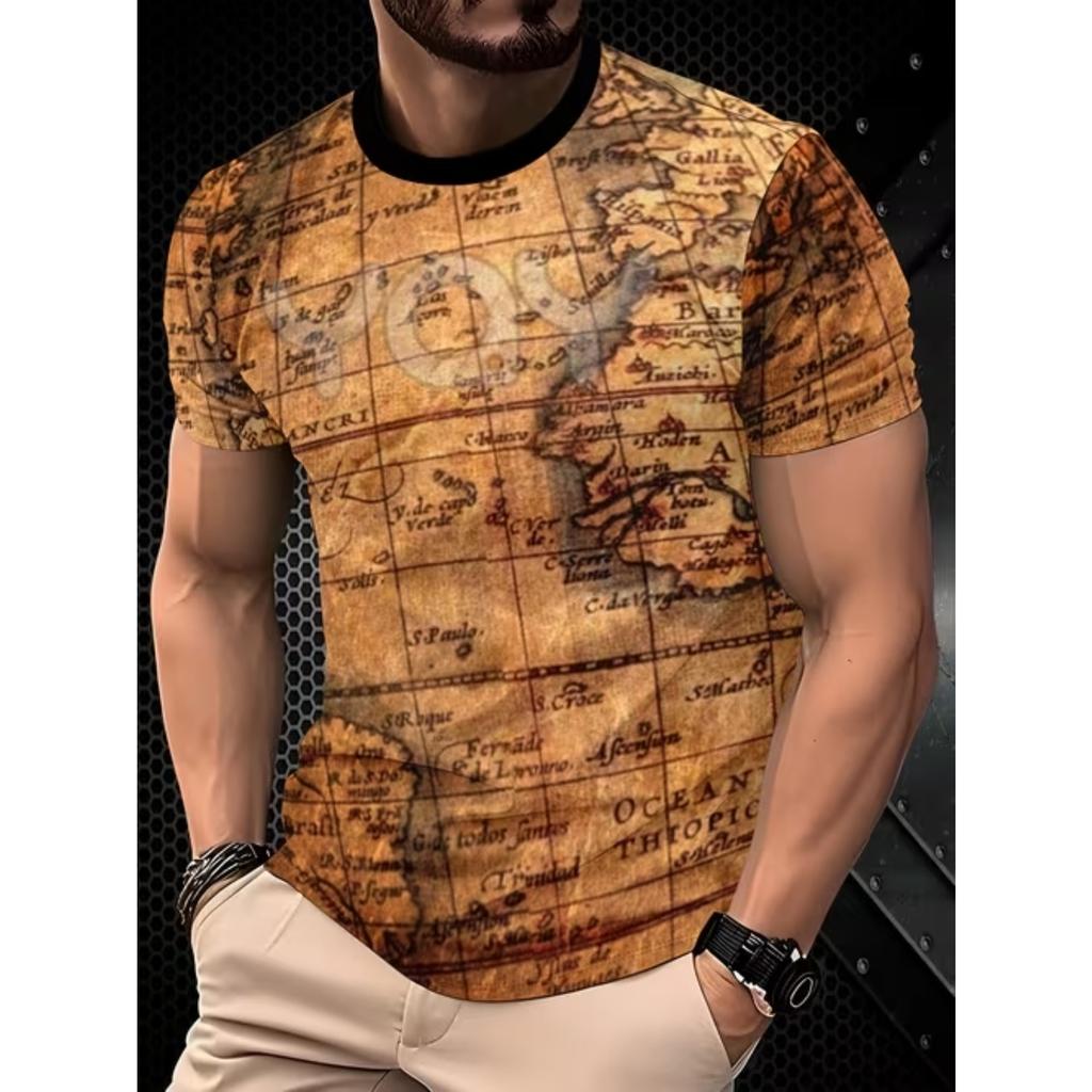 New Summer Men's Fashion T-shirt Personality Simple Pattern Printed Men's T-shirt Top