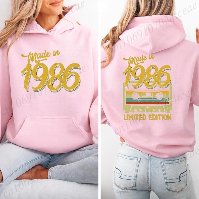 Neue Mode Damen Bedruckter Hoodie Tägliche Lässige Mode Kapuzenpullover Vintage 1986 Limitierter Kassetten Pullover Sweatshirts