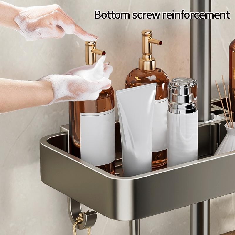 Badezimmer Aufbewahrungsregal Organizer Bohrfrei Wandmontiert Shampoo Duschregal Aluminiumlegierung Aufbewahrungsregal für Badezimmer Küche