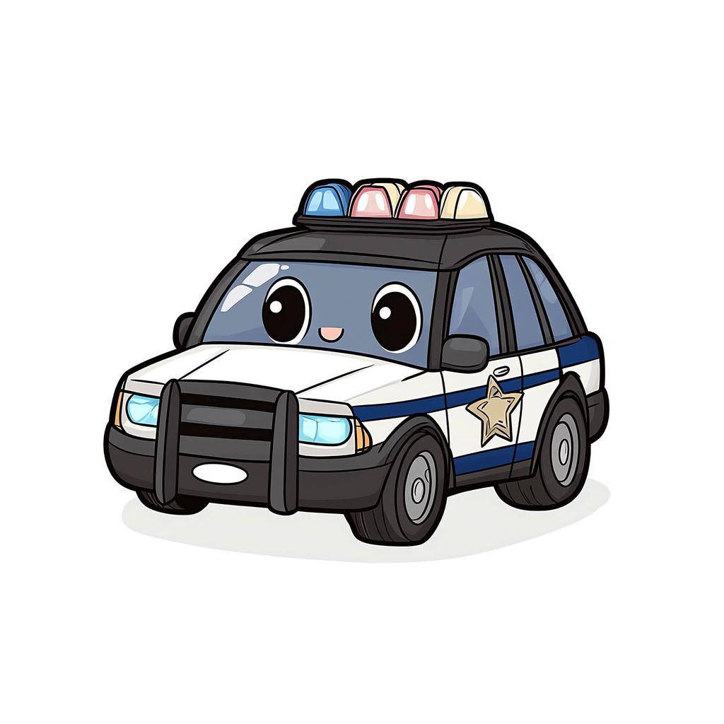Police Car Poster Police Car Poster, 30X40 Cm, White Wooden Frame, 230 Gsm Matte Paper