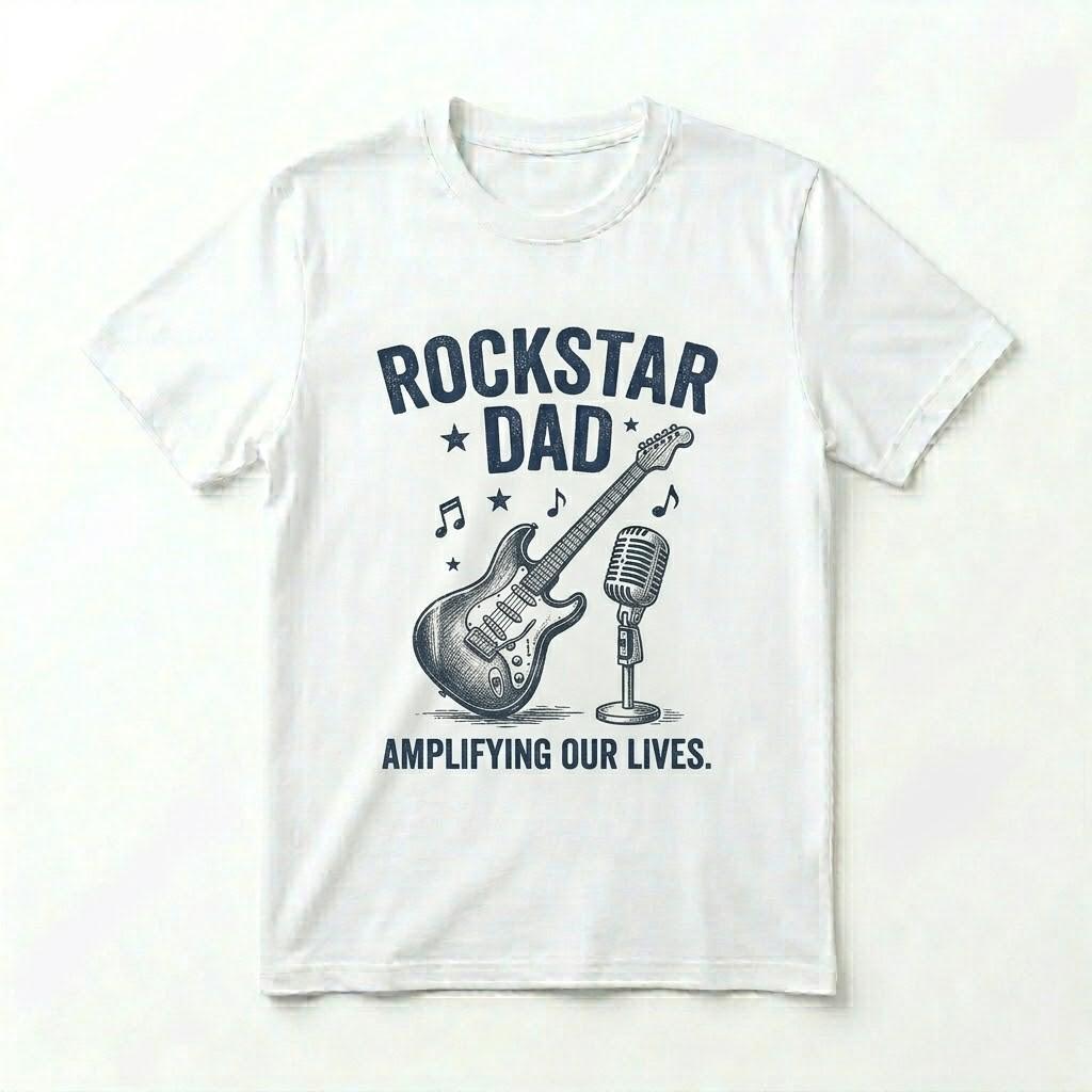 Rockstar Dad T-Shirt Father s Day Gift for Musician Guitar Lover Dad Tee XL