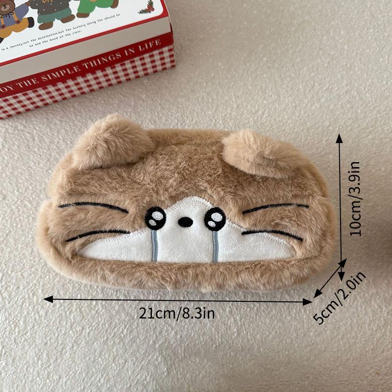 Cute Plush Animal Pencil Case Stationery Pen Bag Portable Makeup Bag Student Sundry Organizer Pouch Back To School Gifts