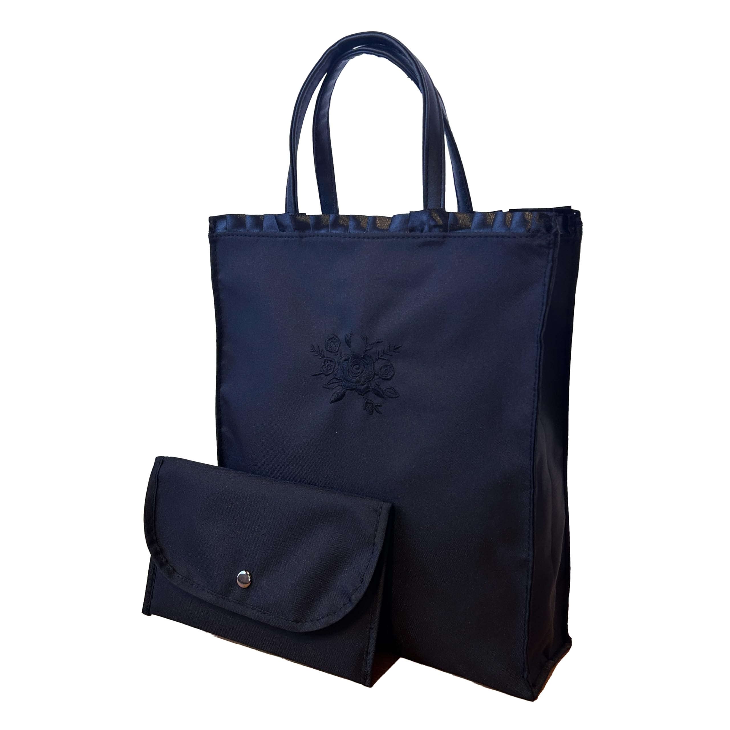 

[Special Value Set for Celebrations and Condolences] Formal Tote Bag with Fukusa Cloth and Sub-Bag, Black, with Inner Pocket, Perfect for Entrance
