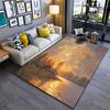 "Sunset Lake Cabin Design Carpet, Warm Rustic Artistic Style Rug" Suitable for Use As an Anti-slip for Living Room Bedroom Sofas