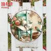 Tin Sign Straw Hat with Bird & Floral Art, Waterproof Metal Poster for Home Wall Decor
