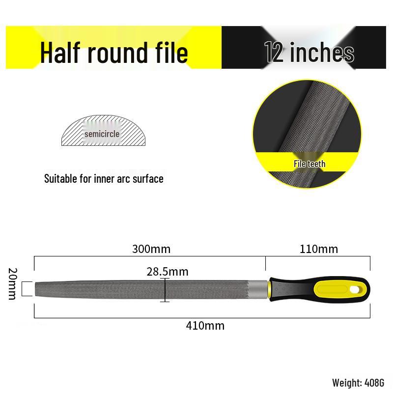 Multifunctional Steel File Set: Triangular, Half-Round, Round, Flat, Board, and Rasp Files