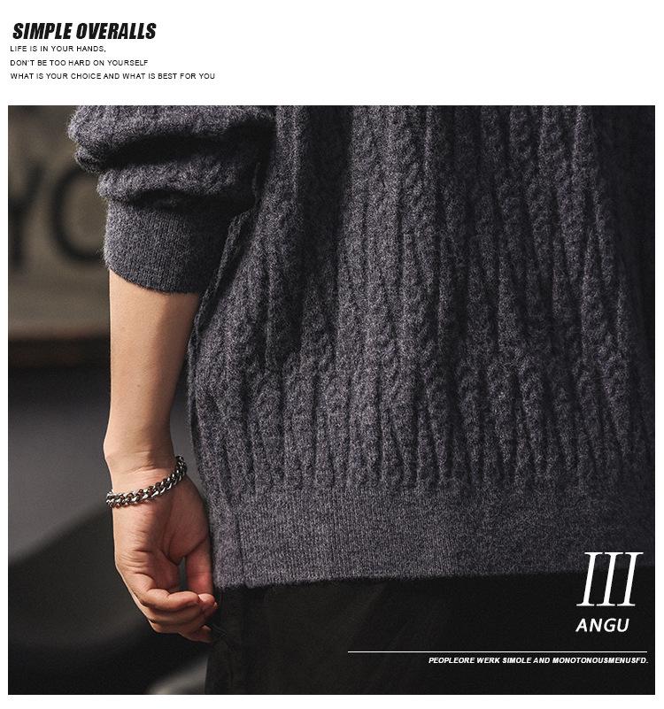 Men's Heavyweight Winter Cable Knit Pullover Sweater - Thick, Warm, Versatile Round Neck Knitwear