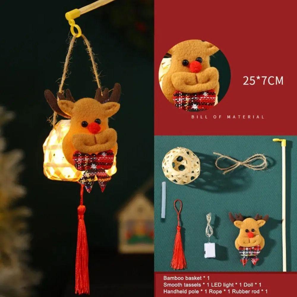 

Handheld DIY Lantern Making Kit Hanging Small Bamboo Basket Led Handmade Woven Lamp Festival Style 5