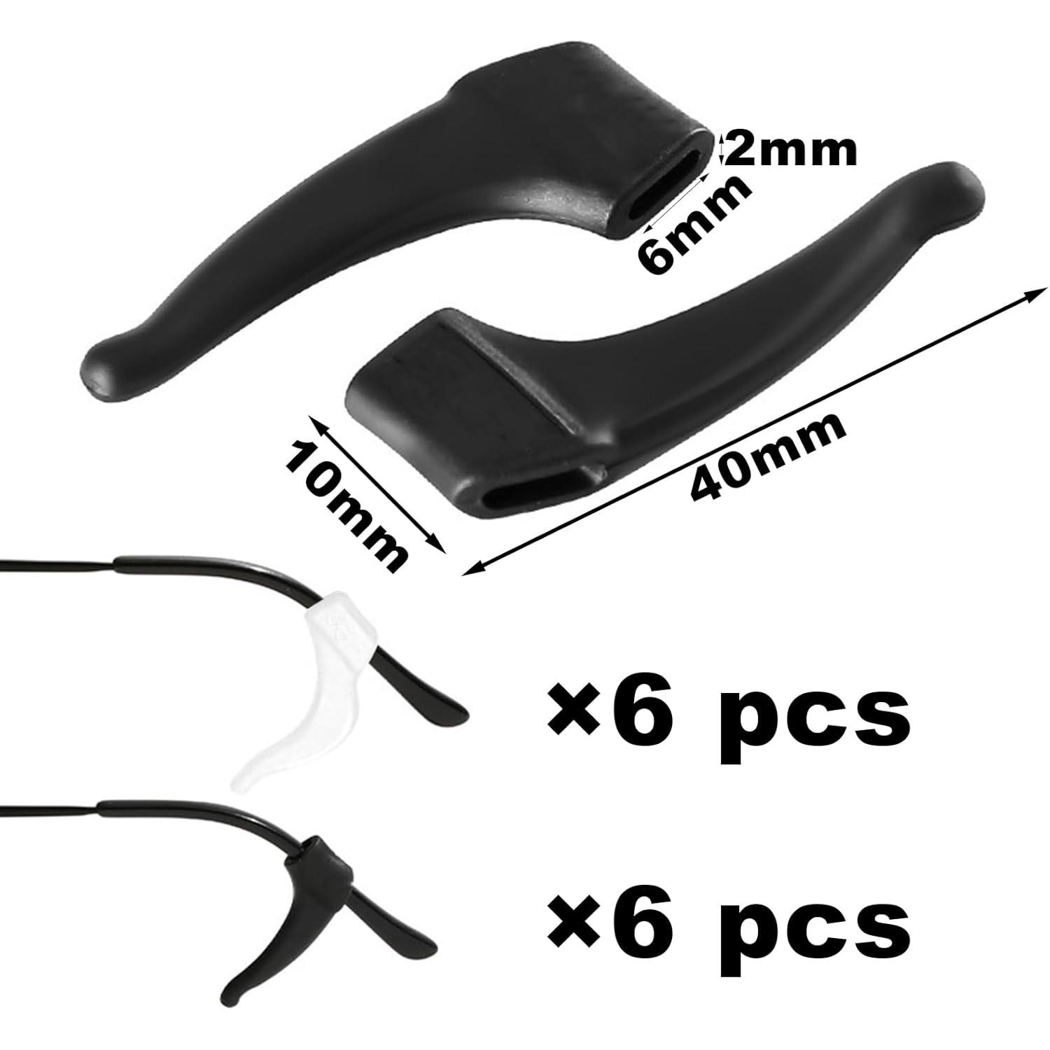 

12-Pack (6 Pairs) Non-Slip Glasses Arms with Ear Holders - Anti-Slip Grip, Secure Eyeglass Arms for Reading Glasses, Glasses