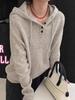 2025 Autumn/Winter Women's Korean Style Three-Button Loose Knit Hoodie Sweater