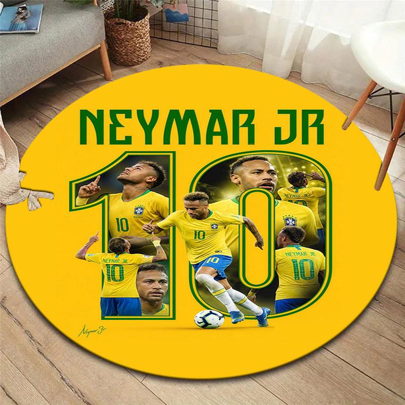 Neymar Round Area Rug,Carpet Rug for Living Room Bedroom Sofa Playroom Decor,Non-slip Floor Mat