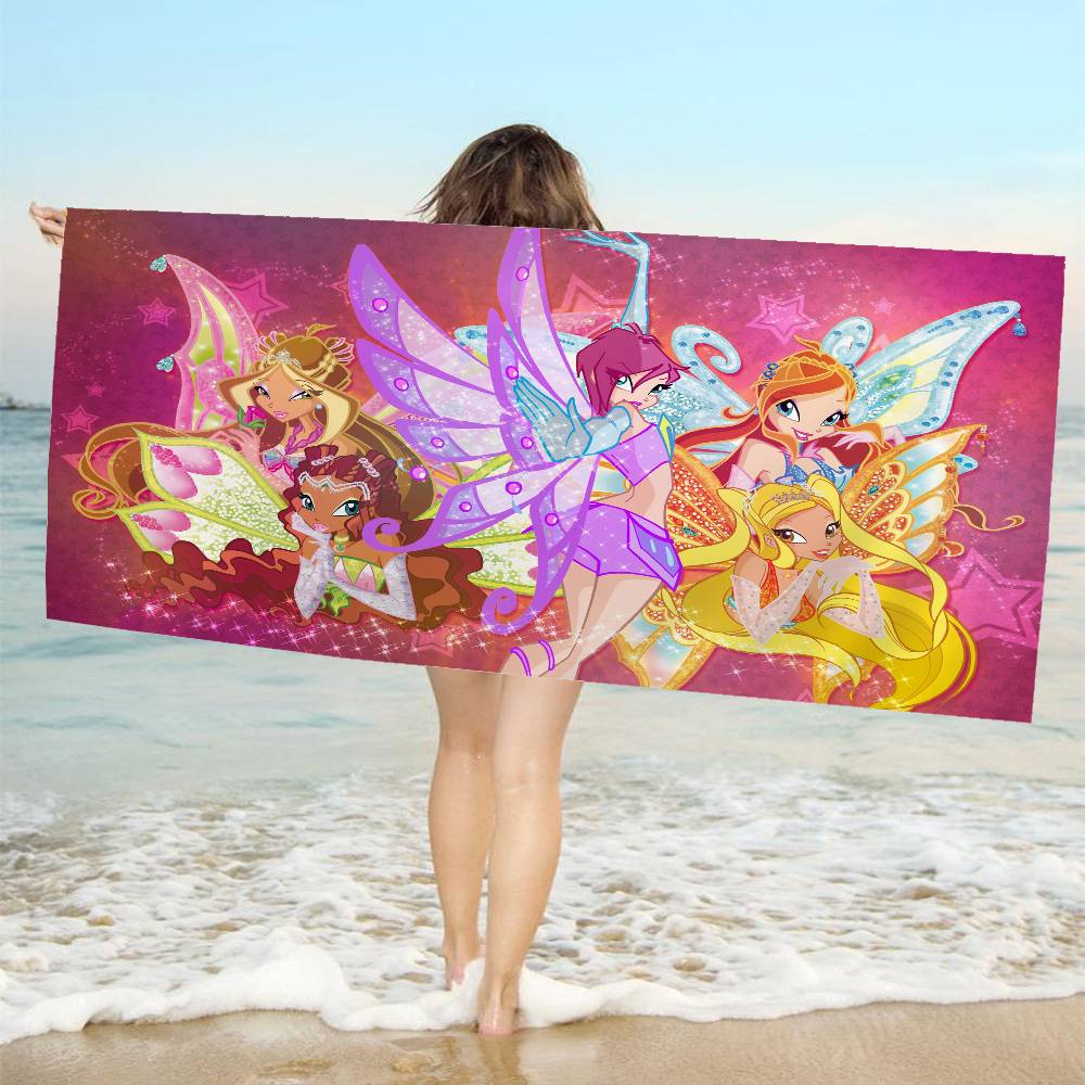 Girl-W-Winx Catoon Clubs Microfiber Beach Towel Absorbent Quick Dry Soft Yoga Swimming Resort Mountain Climbing Towel