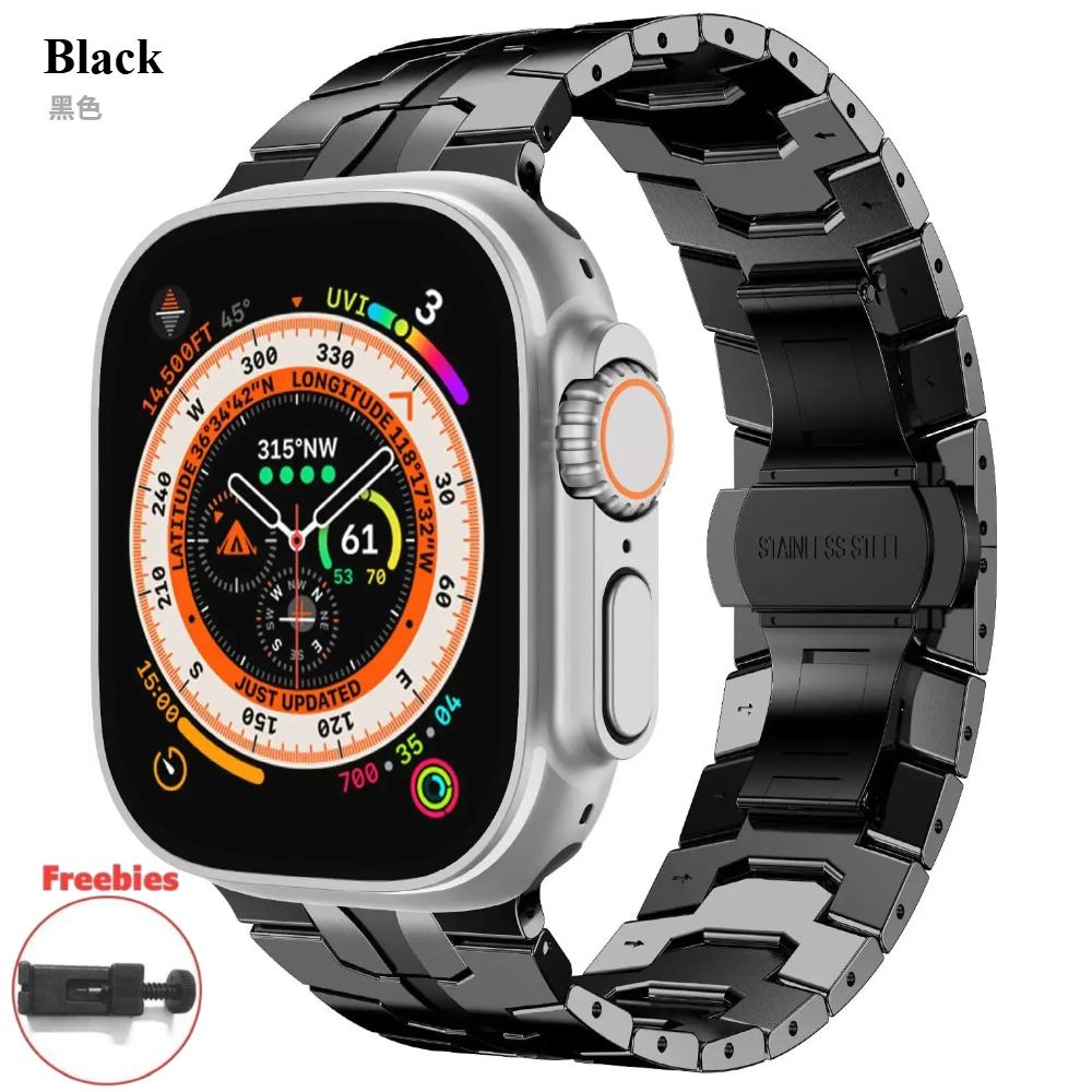 Titanium Color Stainless Steel Strap For Apple Watch Ultra 49mm 10 9 8 7 6 5 4 SE Luxury Metal Wristband Belt iWatch 46/42/45/41/44/40mm Correa