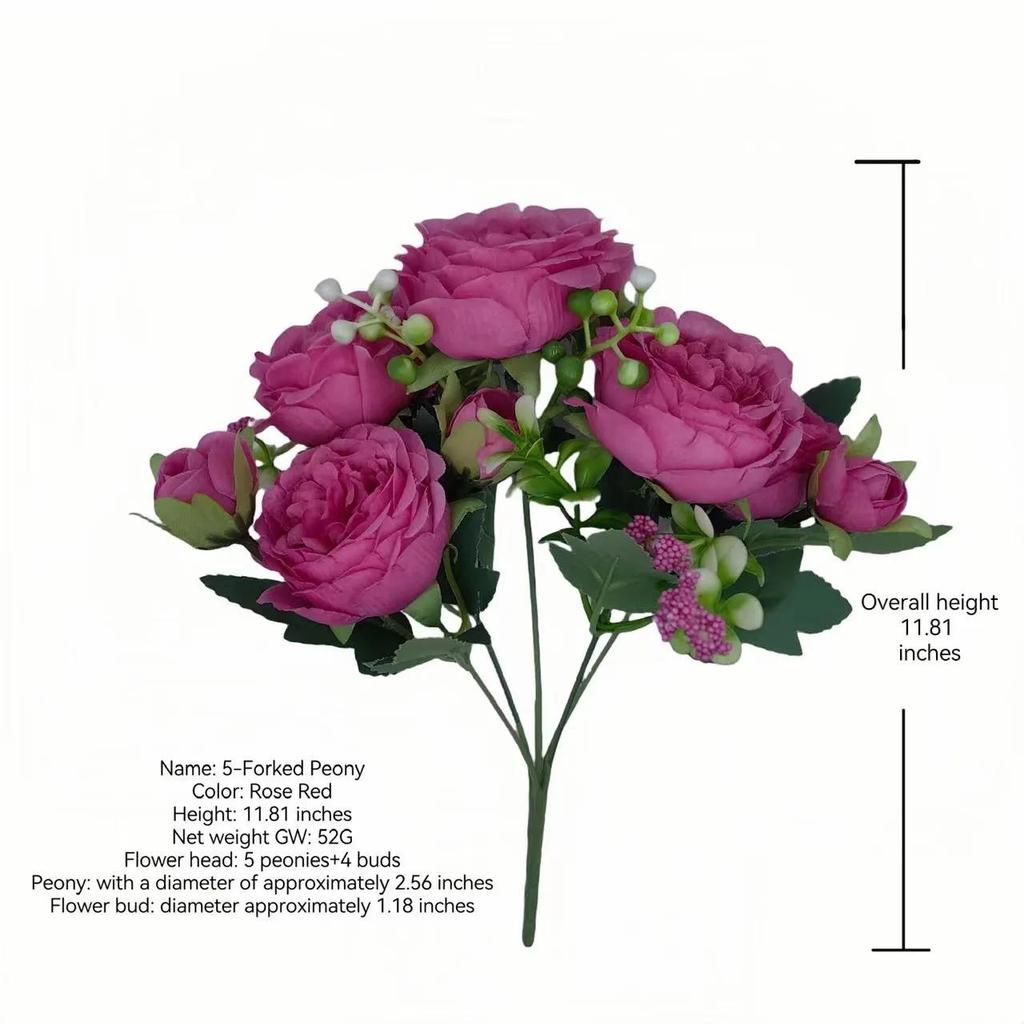 Artificial Flower Fake Silk Peonies Used for Home Room Vase Decoration Christmas Wreath Wedding Bouquet Party Accessories