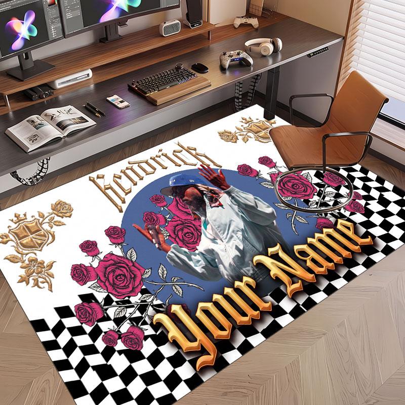 Custom Name Crystal Velvet Rug,Kendrick Lamar Comfortable Anti Slip Floor Mat For Room Decoration