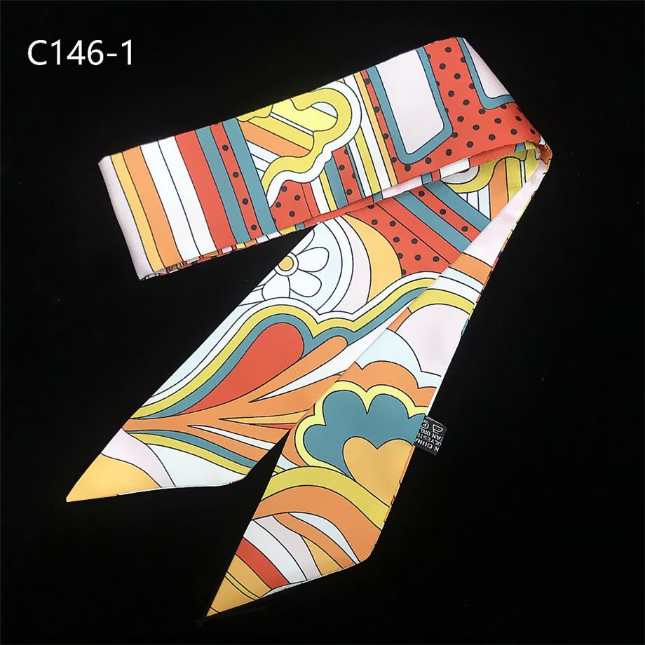 2024 New Design Dot Floral Stripe Skinny Brand Scarf For Women Hair Neck Silk Scarf For Ladies Foulard Headband Bag Scarves